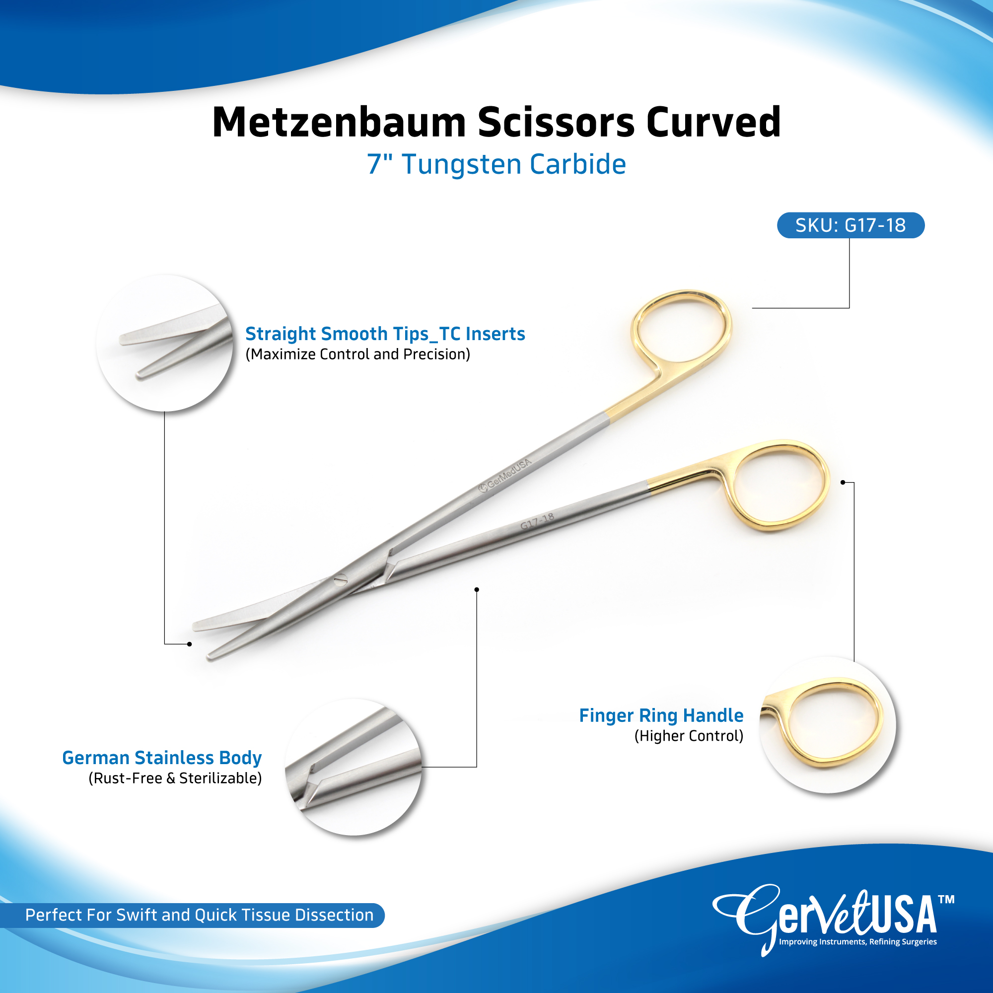 Metzenbaum Scissors - Curved, Light Pattern - JEDMED