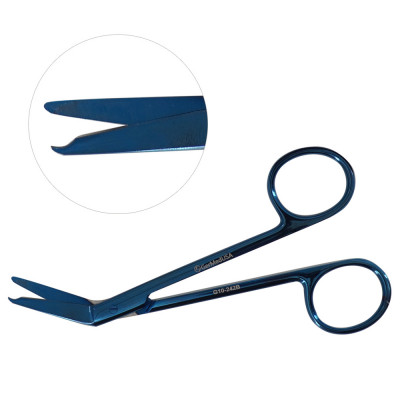 Stitch Scissors Stainless Steel 4 1/2 inch 45 Degree Blue Coated