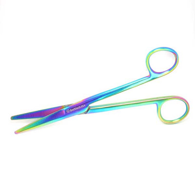 Mayo Dissecting Scissors Straight 5 1/2 inch Rainbow Coated