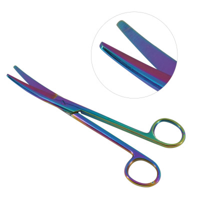 Mayo Dissecting Scissors Curved 6 3/4 inch Rainbow Coated