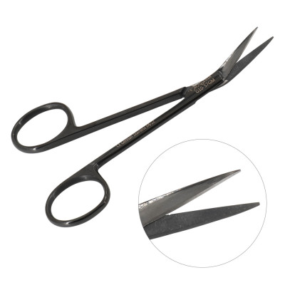 Iris Scissors Gun Metal 4 1/4 inch Angular With Two Sharp Tips