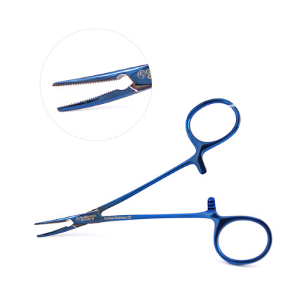 Halsted Mosquito Forceps 4 3/4 inch, Curved, Blue Coated