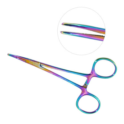 Halsted Mosquito Forceps 4 3/4 inch, Curved, Rainbow Coated