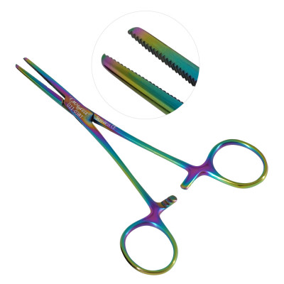 Kelly Hemostatic Forceps 5 1/2 inch Straight Rainbow Coated