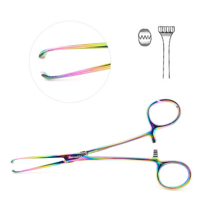 Baby Allis Tissue Forceps 5 1/2 inch Delicate Rainbow Coated