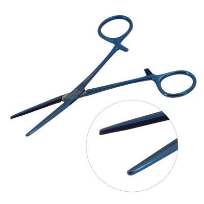 Rochester Carmalt Forceps Straight 5 1/2 inch Blue Coated