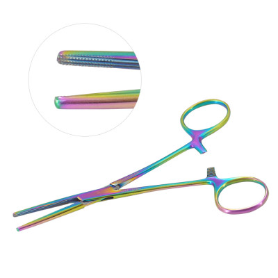 Rochester Carmalt Forceps Straight 5 1/2 inch Rainbow Coated