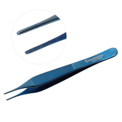 Adson Dressing Forceps Blue Coated 4 3/4 inch Serrated