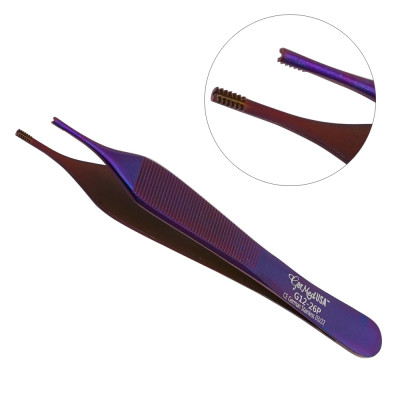 Brown Adson Forceps 4 3/4 inch , 7x7 Teeth Purple Coated