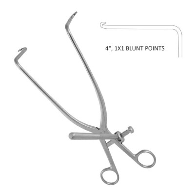 Deep Gelpi Lateral Retractor 10 1/2 inch 90 Degree Angle 4 inch 1x1 Blunt Points Speedlock Wrench