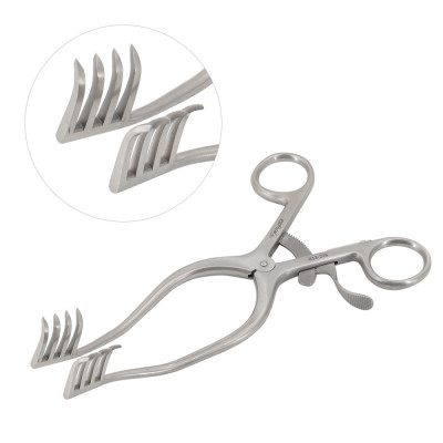 Adson Retractor 4x4 Straight Sharp Teeth 3/4 inch x 3/4 inch