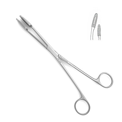 Maier Uterine Dressing Forceps Serrated Jaws 5x30mm Without Ratchet Curved Size 10"