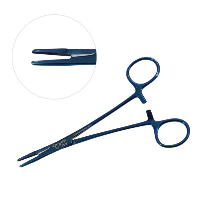 Olsen Hegar Needle Holder Scissors Combination 6 1/2 inch Serrated, Tungsten Carbide - Blue Coated