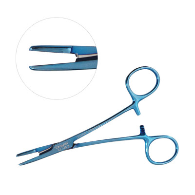 Olsen Hegar Needle Holder Scissors Combination 5 1/2 inch Serrated - Tungsten Carbide, Blue Coated