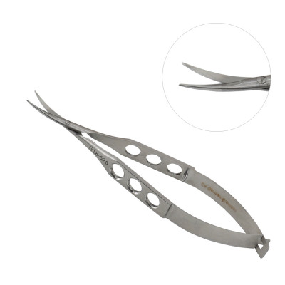 Micro Scissors Curved Flat Handle 12cm