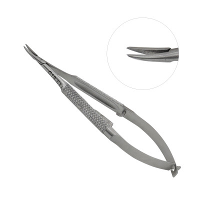 Micro Needle Holder Curved Round Handle With Lock 12cm