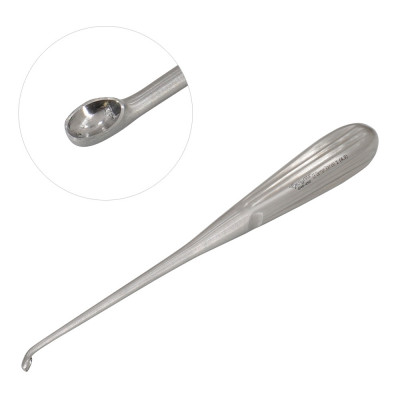 Brun Curette 8 inch Hollow Handle Angled Oval #4/0 (2.5mm)