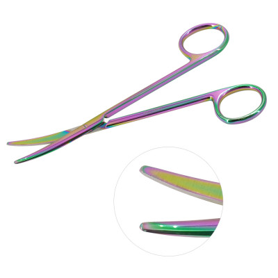 Metzenbaum Dissecting Scissors 5 3/4 inch Curved Rainbow Coated