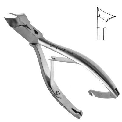 Nail Nipper 5 1/2 inch Somdahl Angled Concave Leaf Spring Locking Clip Knurled Handle