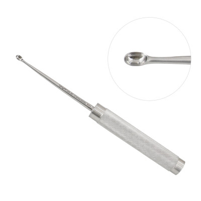 Cobb Curette Stainless Handle 11” Knurled Handle #4/0 (6mm) Oval Cup Straight