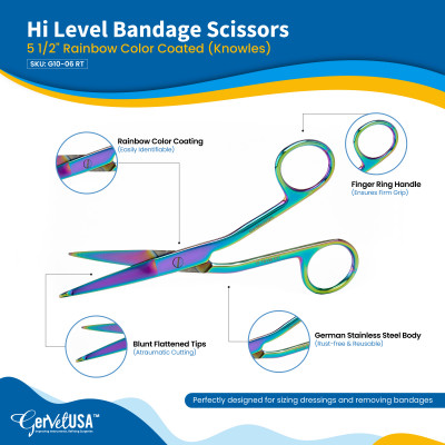 Hi Level Bandage Scissors 5 1/2 Multi Color