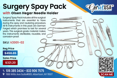 Surgery/Spay Pack with Olsen Hegar Needle Holder