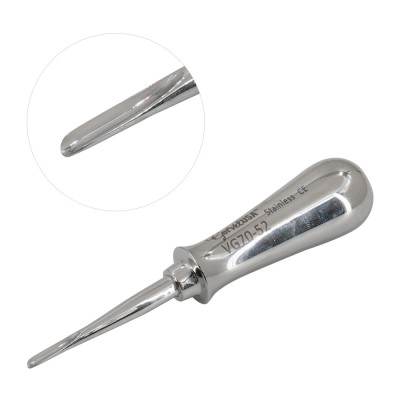 Solid Bulb Handle Elevator 4mm Stainless Steel Tip Wolf Tooth Elevator Length 4 3/4"