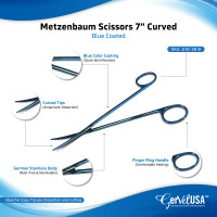 Metzenbaum Scissors 7" Curved Blue Coated