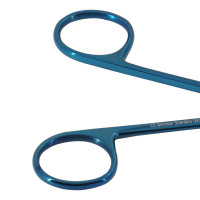 Iris Scissors Blue Coated 4 1/4" Angular With Two Sharp Tips