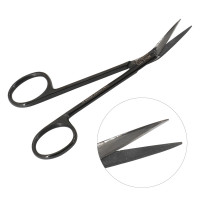 Iris Scissors Gun Metal 4 1/4" Angular With Two Sharp Tips