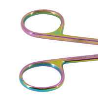 Iris Scissors Rainbow Coated 4 1/4" Angular With Two Sharp Tips