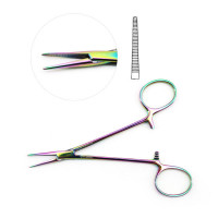 Halsted Mosquito Forceps 4 3/4" Straight, Rainbow Coated