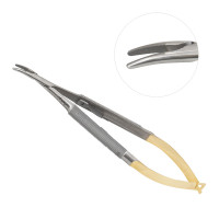 Castroviejo Needle Holder with Lock Curved Smooth 5 1/2" Tungsten Carbide