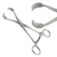 Twin Point Fragment Reduction Forceps 6 1/2 inch Curved with Long Ratchet