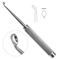 Cobb Curette Stainless Handle 11” Knurled Handle Oval Cup Angled #5 (6.7mm)