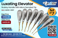 Luxating Elevator Set of 7 having Stubby Handle with Micro Serrated Tip